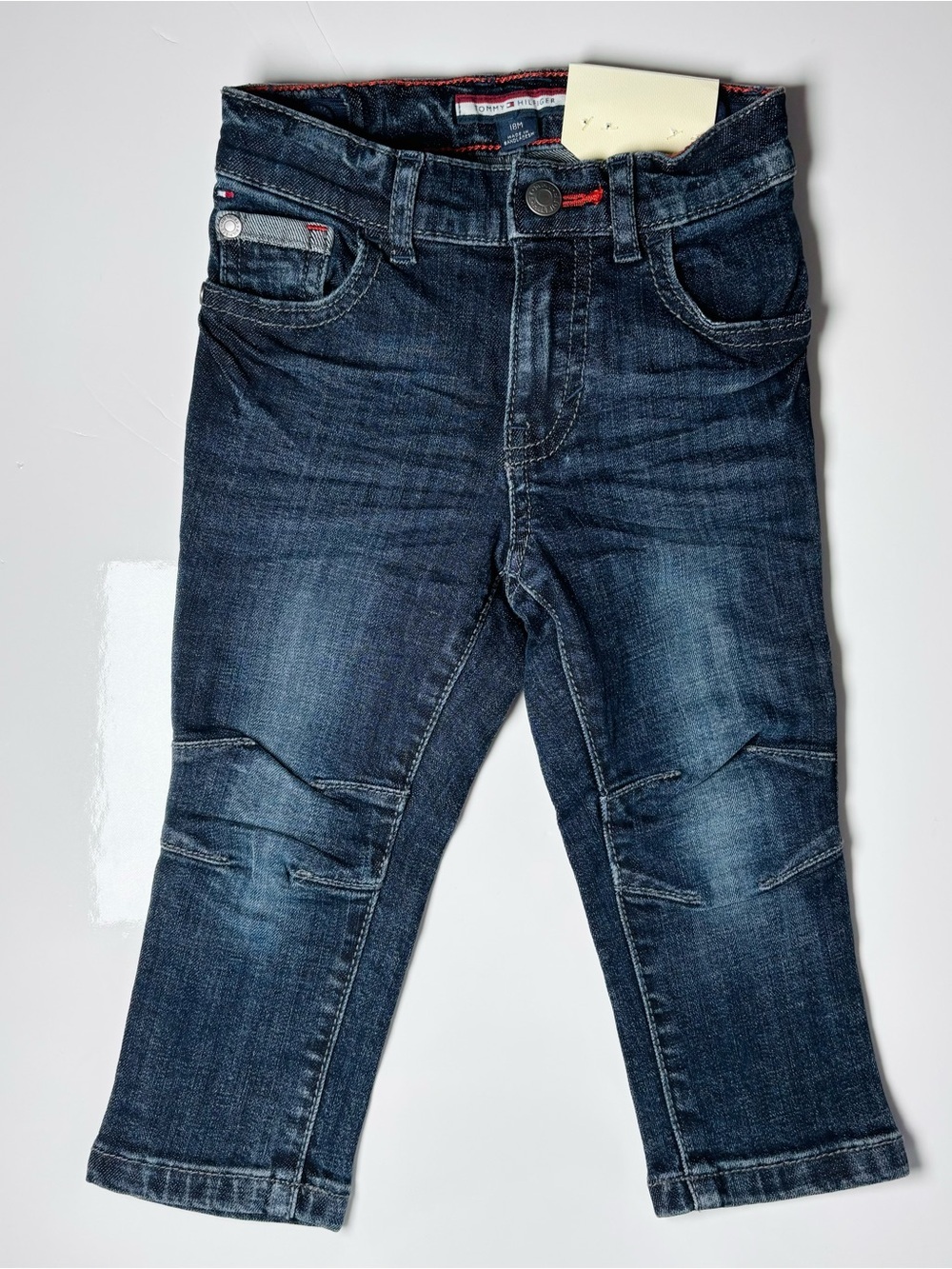 NWT Tommy Hilfiger Baby Skinny Biker Jeans Dark Wash 18M Preppy Casual Gift
